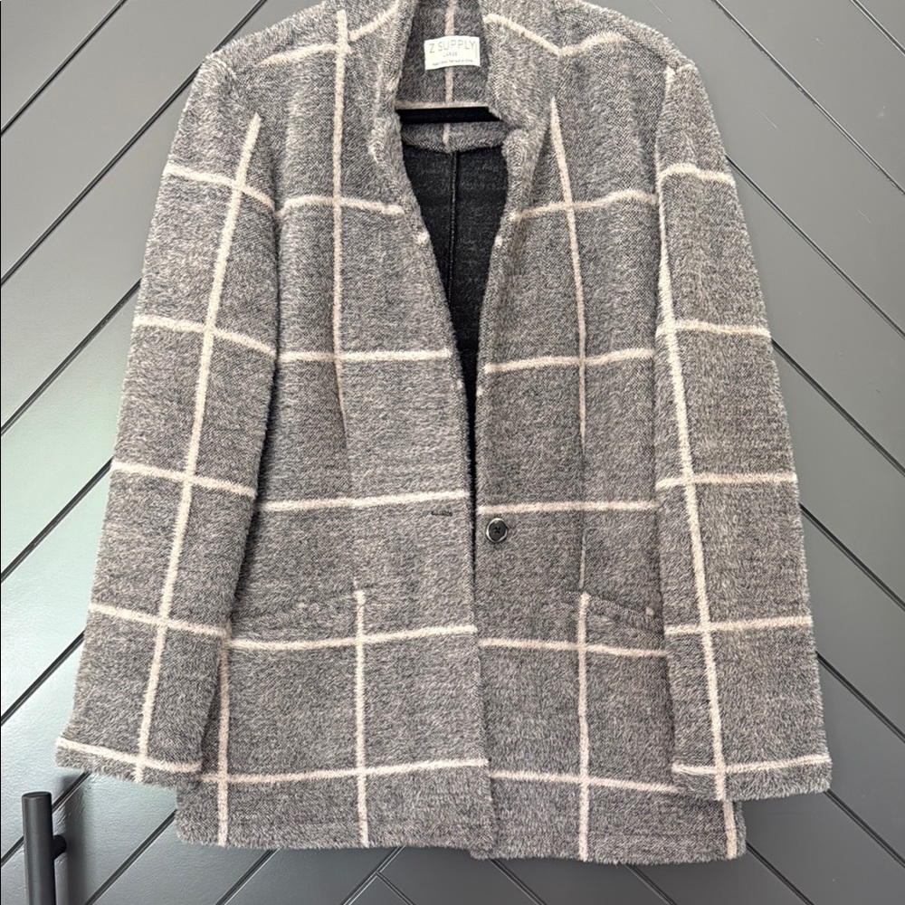 Z Supply Gray Plaid Women's Blazer